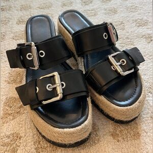 Zara Black Leather Platform Shoes